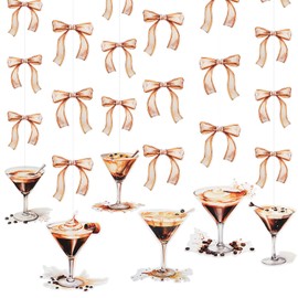 Yeaqee 6 Pcs Espresso Martini Party Decor a Tini Bit Older Garland Love Is Brewing Bachelorette Bridal Party Banner Dirty Martini Hanging Decorations, Total 47 ft(Cute Bow)