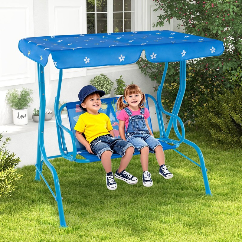 HONEY JOY Kids Patio Swing, 2-Seater Outdoor Porch Swing Lounge