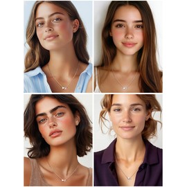 PROSILVER Initial Necklace Women's Letter D Initial Necklace Sterling Silver Heart Detail and Cable Chain Sweet Jewellery Gift