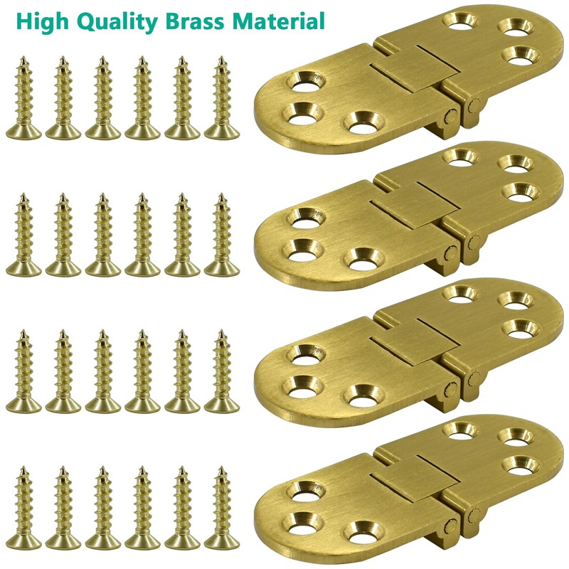 BDS-HOME 4pcs Round Edge Hinge Brass Butler Tray Hinge with