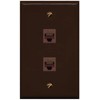 RiteAV 1 Gang 2 Port Cat6 Wall Plate - Brown