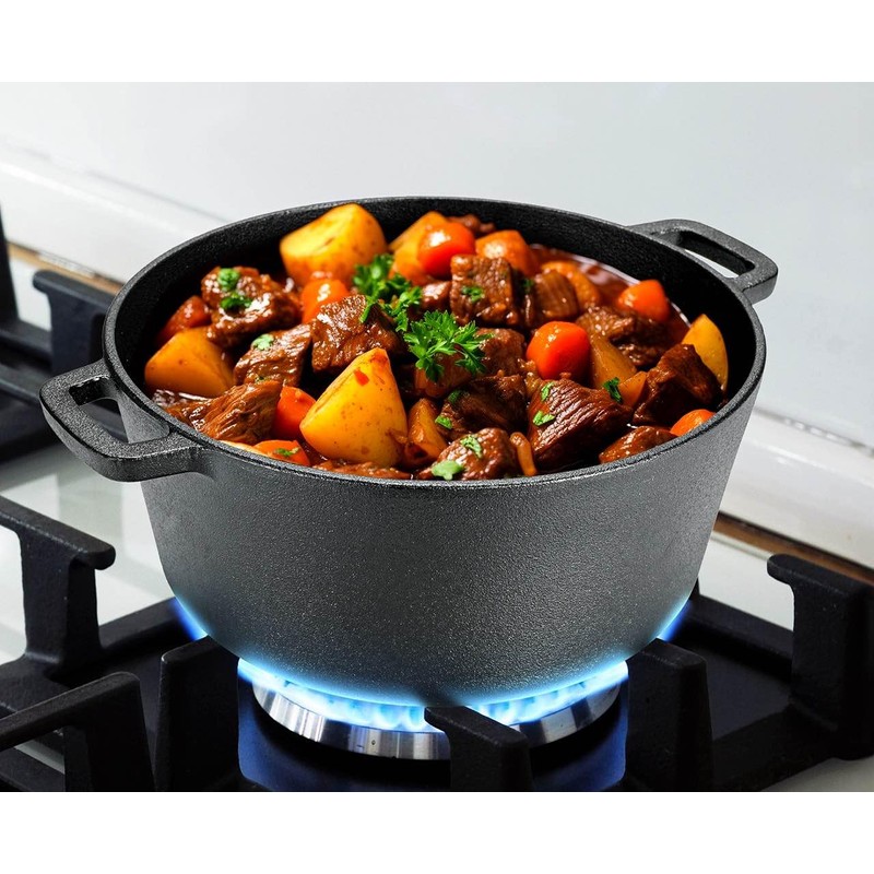 TLGREEN Cast Iron Dutch Oven Pot with Lid, Pot (5.1QT)