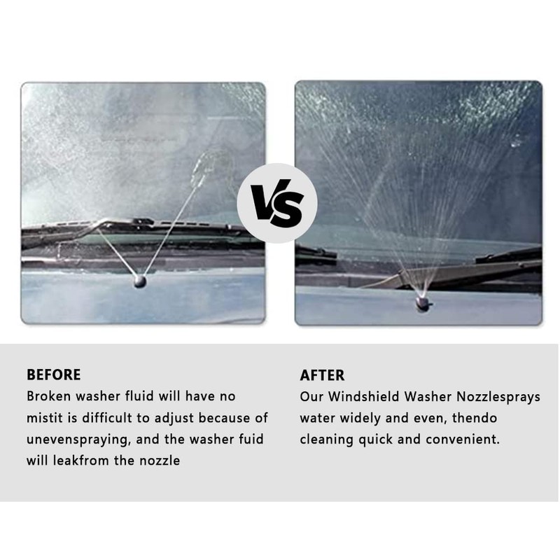 2PCS Front Windshield Washer Nozzle with Washers,Adjustable Fan Shape Spray