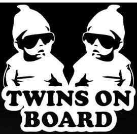 Twins On Board Decal Vinyl Sticker|Cars Trucks Vans Walls Laptop| White|5.5 x 5.2 in|DUC504