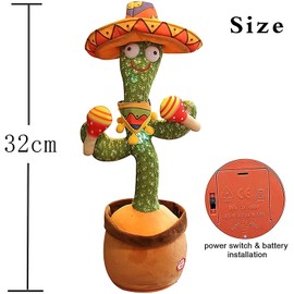 Dancing Cactus Repeat, Talking Dancing Cactus Toy, Repeat+Recording+Dance+Sing, Wriggle Dancing Cactus Repeat What You Say and Sing Electronic Cactus Toy Decor for Kids Adult (Funny Cactus C)