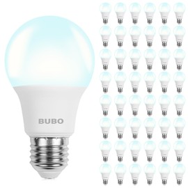 BUBO A19 LED Light Bulbs, 60 Watt Equivalent LED Bulbs, Daylight 5000K, 800 Lumens, E26 Standard Base, Non-Dimmable, 8W Daylight LED Bulbs for Bedroom Living Room Home Office, 48 Pack