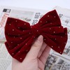 Allereyae French Red Velvet Bow Hair Barrette Large Bow Hair