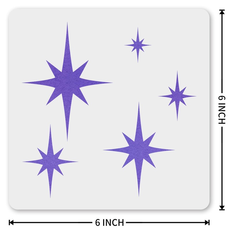 MAGJUCHE Abstract Stars Stencil 6 Inches, Reusable Starburst Stencil for