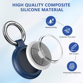 Inesore Holder for AirTag, Carbon Fibre Texture Design Case and Waterproof Keychain Holder for Air Tag, Full Scratch-Resistant with Keyring for AirTags, Blue