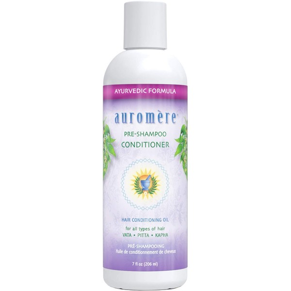 Auromere Ayurvedic Pre-Shampoo Conditioner - All Natural Hair Conditioning Oil for All Types of Hair w/Sesame Oil, Coconut Oil, Ginger Lily, Castor Leaf, Exctracts of Neem and More - 7 fl oz