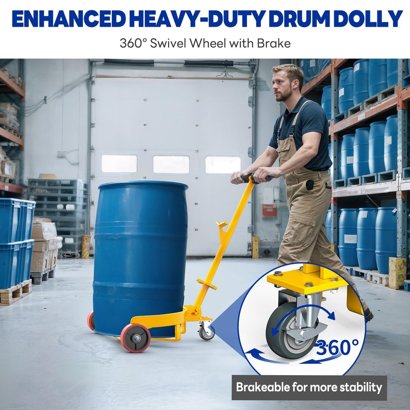 SYNTHACY 55 Gallon Drum Dolly, 1200lbs Capacity Drum Cart with