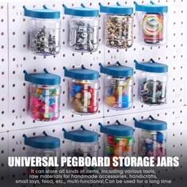 Unittype 20 Set Pegboard Organizer Accessories Peg Boards Jars with Lids Plastic Pegboards Bins Storage Containers Clear Peg Board Wall Organizer for Garage Sewing Office Home Supplies(Dark Blue)