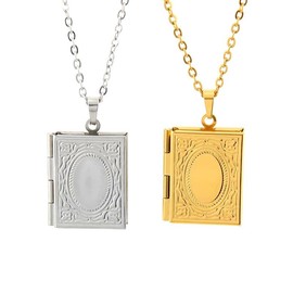 LittleFathand Book Locket Necklace Gold Silver Plated Book Pendant Necklace Open Book Necklace for Women Men Book Lovers Gifts Teacher Appreciation Jewelry Gifts