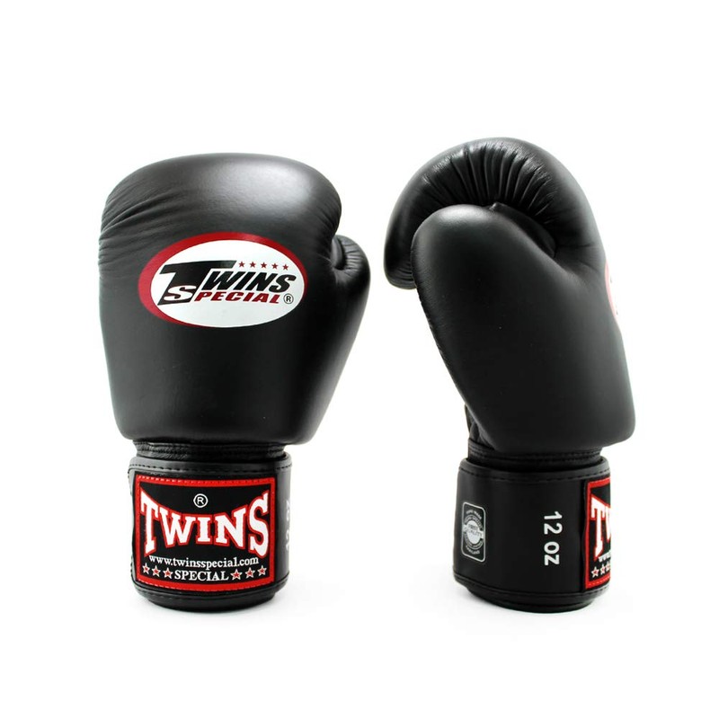 Twins Genuine Leather Boxing Gloves, black