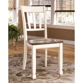 Signature Design by Ashley Whitesburg Cottage Rake Back Dining Chair, 2 Count, Brown & Off-White