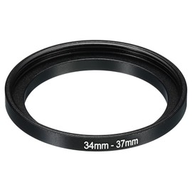 PATIKIL 34mm-37mm Metal Step Up Ring Camera Lens Filter Adapter Ring Aluminum Filter Adapter Ring for Camera Lens Hood Black