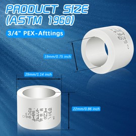 Boltigen 3/4" PEX-A Expansion Fittings, 50pcs Pex Expansion Rings/Sleeves, 3/4inch Pex A Tubing Expansion Fittings, F1960 PEX A Fitting for Residential Cold and Hot Water(3/4", 50pcs)