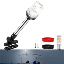SETYPARY 12 Inch Stern Light Bimini Top Anchor Light, LED Pontoon Navigation Lights Waterproof IP67, 3 NM Visibility White Fold Down Rear Boat Lights for Jon Boat, Small Boats, Fishing Boats (12~24V)
