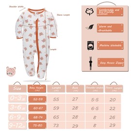 Newborn Baby Boys Girls Romper with Foot Baby Pyjamas One-Piece Long Sleeve Jumpsuit Infant Spring Autumn Bodysuit, Pack of 3, orange