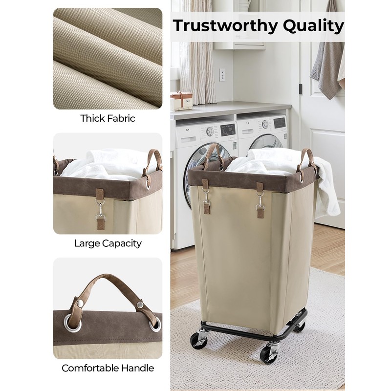 StorageWorks 160L Laundry Basket with Wheels, Large Rolling Hampers for