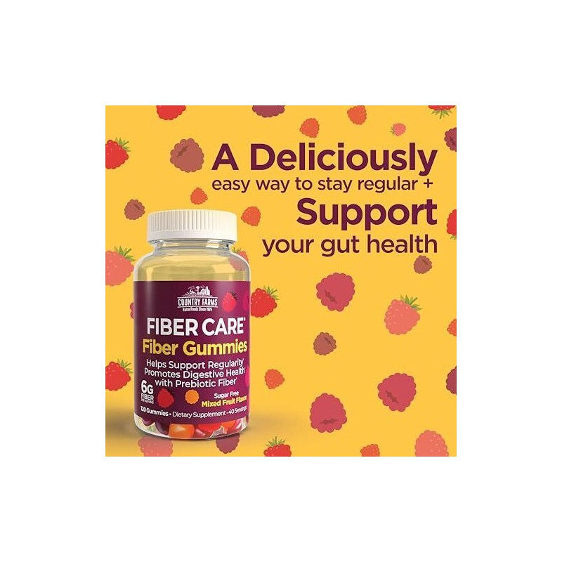 Country Farms 120 Count Sugar Free Prebiotic Fiber Gummies for