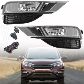 SEBLAFF 2-Pack Clear Lens Front Bumper Driving Fog Light Assembly with Bulbs and Switch Wiring Kit Replacement for 2015-2016 CR-V CRV Driver and Passenger Side