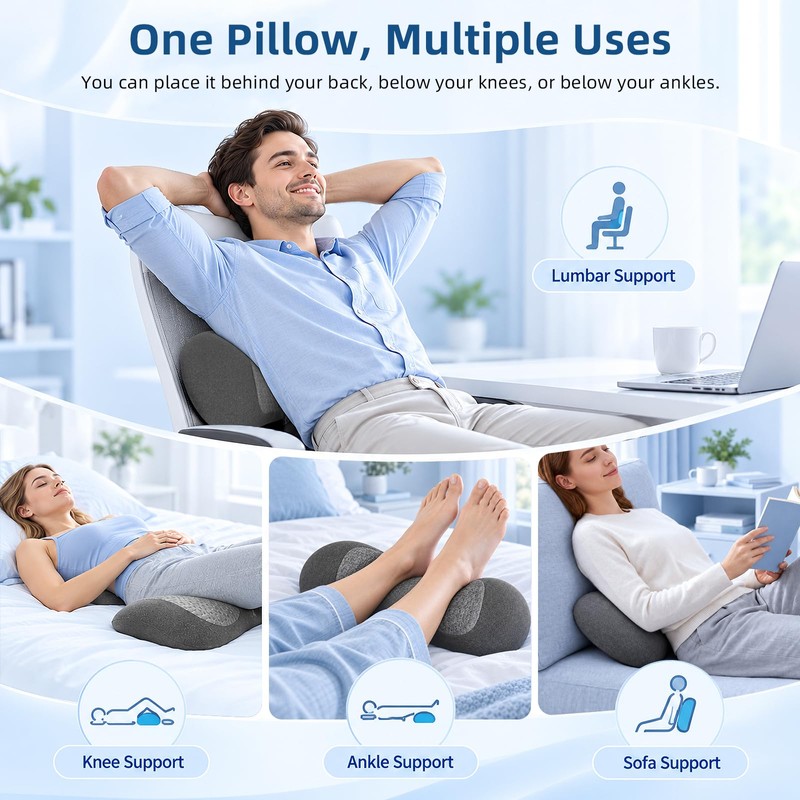 Lumbar Support Pillow - Memory Foam Lumbar Pillow for Bed