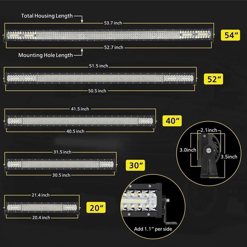 54 Inch Curved LED Light Bar, AKD Part 396W Quad