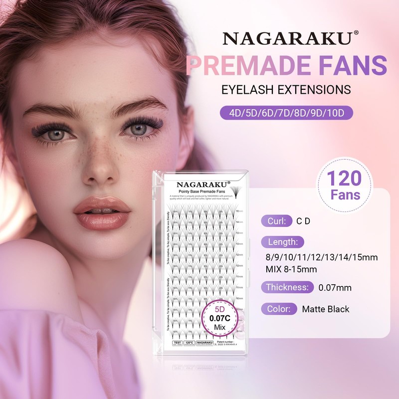 NAGARAKU Eyelash Extensions Premade Fans Eyelash Premade Volume Fan Eyelashes