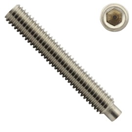 Grub Screws with Hexagon Socket and Pin - M5 x 16 mm - Pack of 10 - DIN 915 (ISO 4028) - Made of A2 (V2A) Stainless Steel - SC915 SC-Normteile