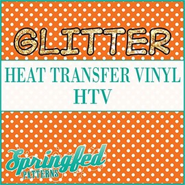 GLITTER Polka Dot Pattern #1 in Orange & White Glitter Heat Transfer Vinyl 12"x18" Sheet of HTV for Shirts