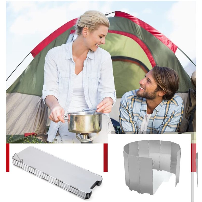 12 Plate Camping Stove Wind Shield Foldable Aluminum Camping Outdoor