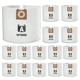 15 Pack VF3502 Repalcement Bags for Rigid Shop Vac Bags 16 Gallon Size A, compatible with RIDGID 12-16 Gallon Wet/Dry Vacuums, High Efficiency Dust Filter Bags, Part# 23743