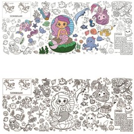 Giant Coloring Poster Tablecloth for Kids - Rectangular Educational Coloring Cover for Boys and Girls, Perfect for Birthday Parties, Games, and Party Supplies. (mermaid)