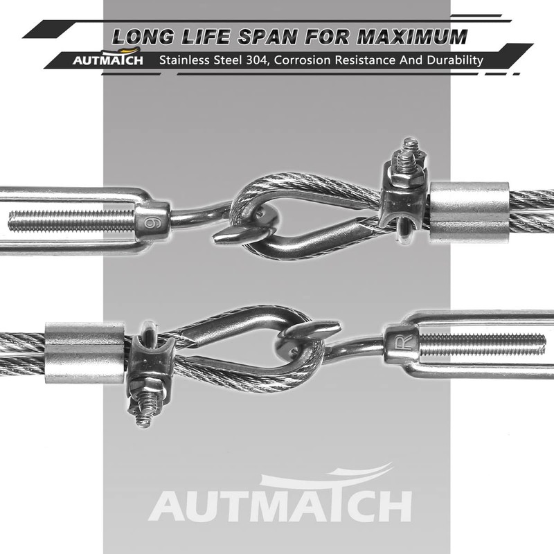 AUTMATCH M6 Turnbuckle Hook and Hook, Turnbuckle 304 Stainless Steel,