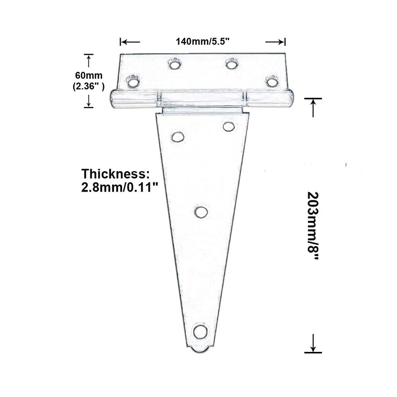 QCAA Stainless Steel Extra Heavy Tee Hinge, (2pack(8"), Stainless Steel)