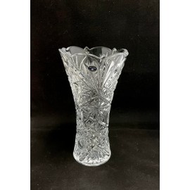 Czech Bohemian Crystal Glass Vase 12'' Clear Elegant Centerpiece Flower Vase Vintage European Design Home Decor Wedding Birthday Housewarming Anniversary
