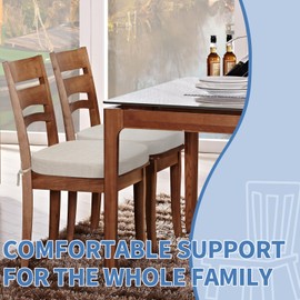 BUYUE Thickened 2.5" Dining Chair Cushions Set of 4, U-Shape High Density Foam Comfortable Chair Pads for Kitchen, Slip Resistant Indoor Seat Cushions (4 PCS, Beige)