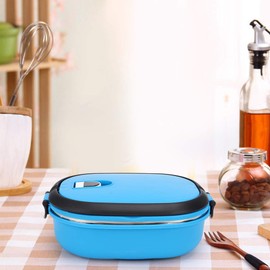 Nikou Lunch Box, Bento Box Stainless Steel Insulation Portable Food Container, 900ml Lunch Pack Box Single Layer Thermal Rectangular Container for Outdoor Picnic (Blue)