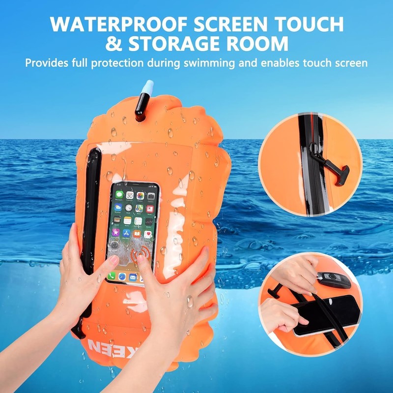 Hikeen Swim Buoy Pull Buoy, Waterproof, Visible Storage Space, Adjustable