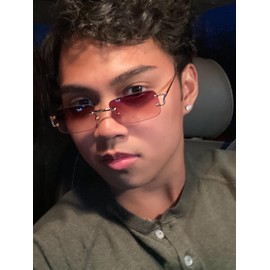 SDinm Small Narrow Rimless Sunglasses Fashion Frameless Rectangle Tinted Lens Eyewear 90s Glasses for Women Men