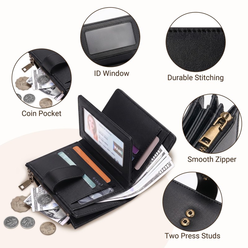 Espera Small Wallet Women Leather RFID Blocking Bifold Ladies Compact