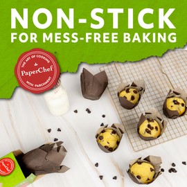 PaperChef - Parchment Tulip Baking Cups - Easy Release, Non-Stick Paper - 12 Count - 4 Pack