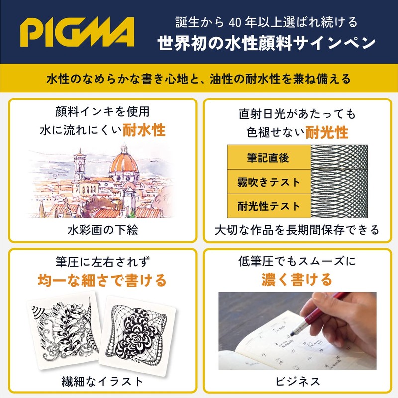 Sakura Color Products ESDK-5A Water-Based Pen, Pigma, Black, Set of