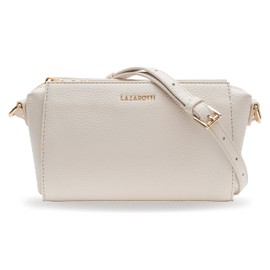 Lazarotti Bologna Women's Leather Shoulder Bag, Adjustable Shoulder Strap, Medium Crossbody Bag, Shoulder Bag, 20 cm, cream