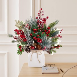 Sggvecsy 20 Pack 10 Kinds Artificial Christmas Picks Assorted Red Berry Picks Stem Faux Pine Picks Spray with Pinecones Holly Leaves for Floral Arrangement Wreath Winter Holiday Season Decor