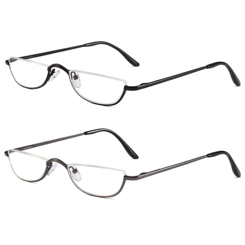 Viseng 2 Pairs Half Frame Reading Glasses for Women Men