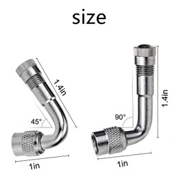 Yunmoxiao Tire Valve Extension Adapters, 2Pcs 90° and 2Pcs 45° Degree Tyre Valve Stems Extension with Valve Cap wheel Accessories for Dual Wheels Passenger Cars, RV, Stroller, Bicycles, Motorcycles