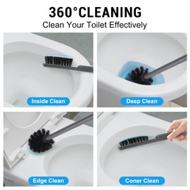 Ironcarrot Toilet Brush Holder Set, Bathroom Deep Cleaninng Toilet Cleaner Bowl Brush Set Wall Mounted Grey