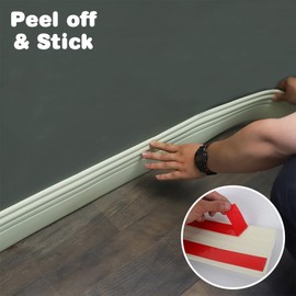 Paintable Baseboard Trim | Peel and Stick Self-Adhesive Design Vinyl Wall Base | Caulk and Trim Strips for Floor, Chair Rail and More, 16.4 ft x 3.9 in
